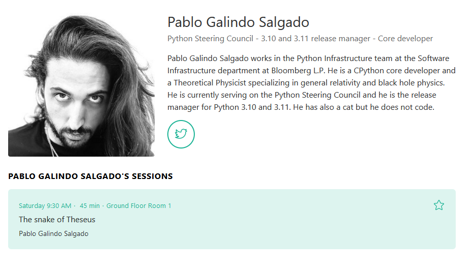 Pycon Info card on Pablo Galindo Salgado