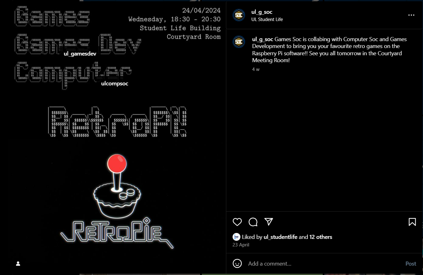 Games Soc post on the Retro Pi Event